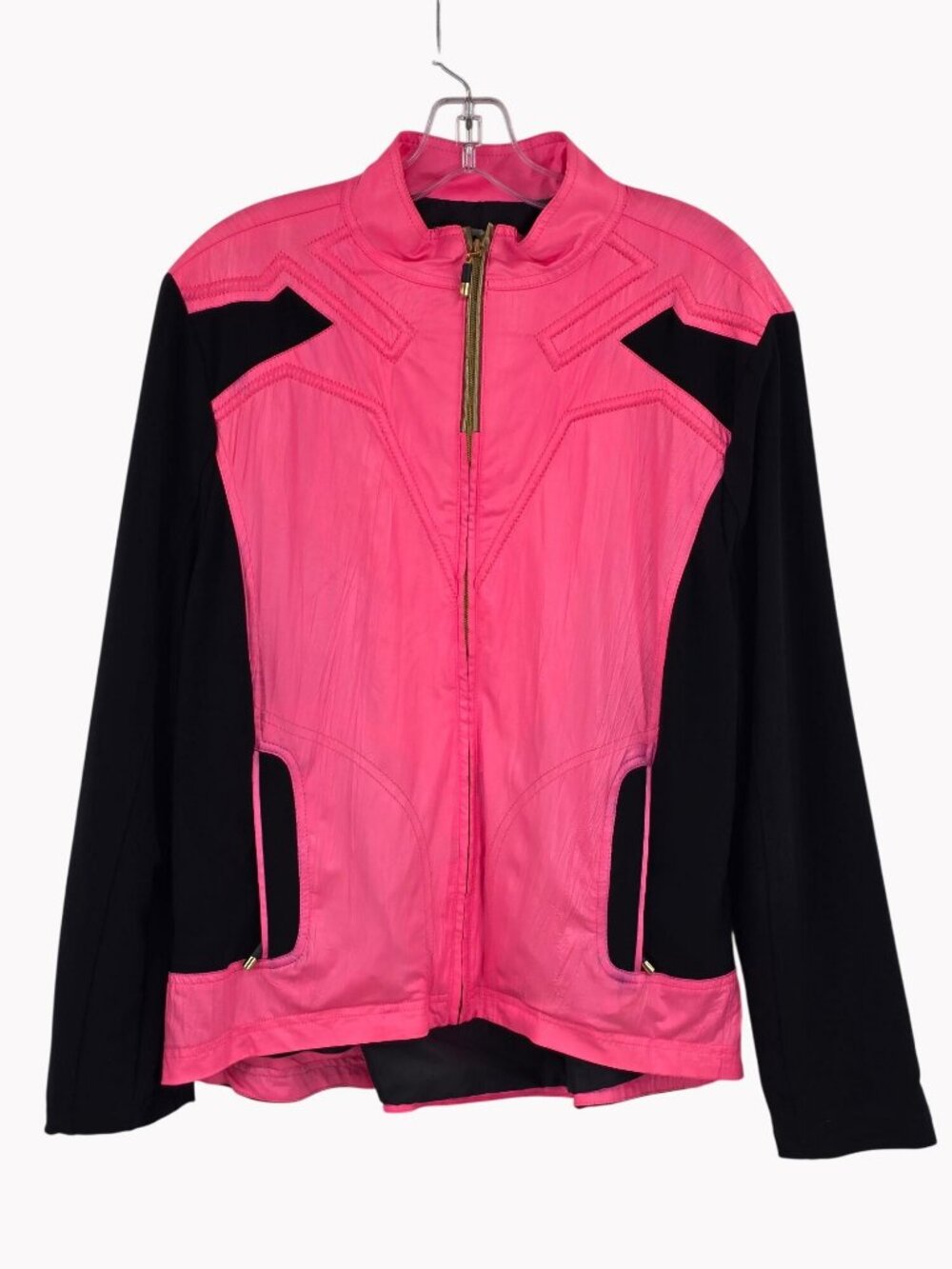 Jamie Sadock Womens Medium Jacket Pink Black Full Zip Golf Lightweight